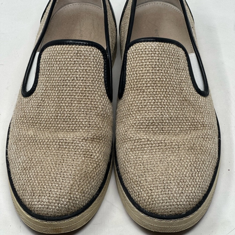 Bottega Veneta Beige/Black Jute and Leather Slip On Sneakers Size 37.5 - Picture 2 of 10